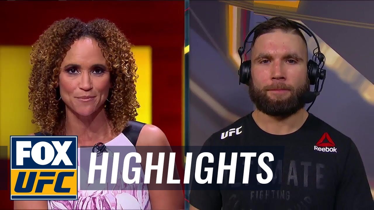 Jeremy Stephens talks with Karyn Bryant after his fight