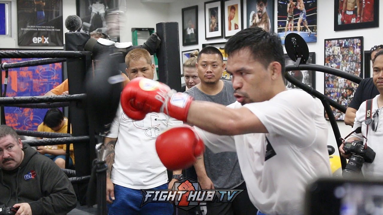 MANNY PACQUIAO SMASHES DOUBLE END BAG TRAINING FOR KEITH THURMAN FIGHT!
