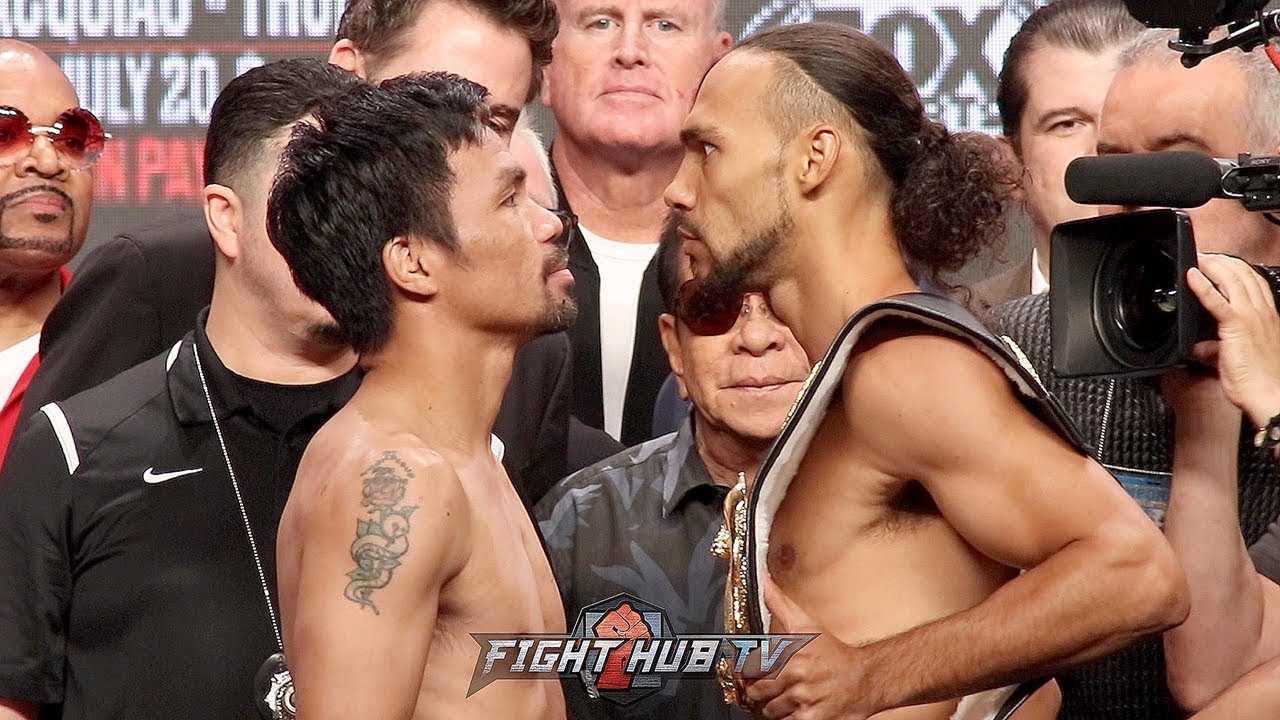 MANNY PACQUIAO & KEITH THURMAN HAVE INTENSE WEIGH IN FACE OFF! – FULL PACQUIAO VS THURMAN WEIGH IN
