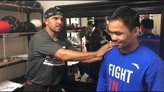 Manny Pacquiao Surprised By Victor Ortiz At Wild Card Gym