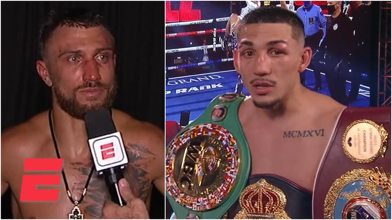 Teofimo Lopez, Vasiliy Lomachenko speak after their lightweight title fight |