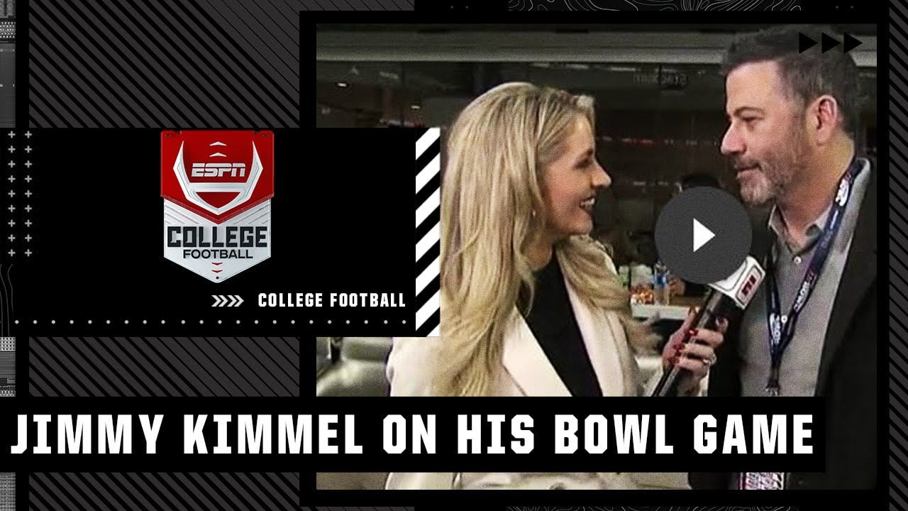Jimmy Kimmel needs a credential for his own bowl game 🤣 | ESPN College