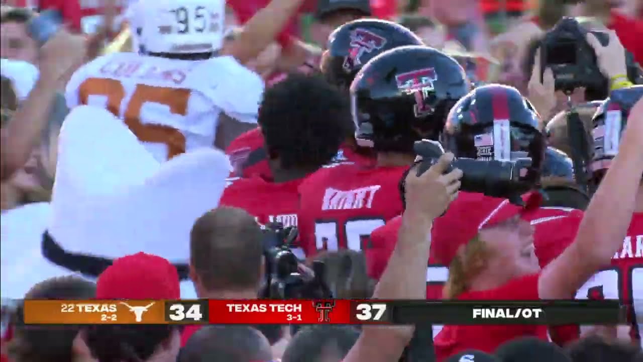 Texas Tech fans STORM the field as they beat a top-25 Texas team for the first
