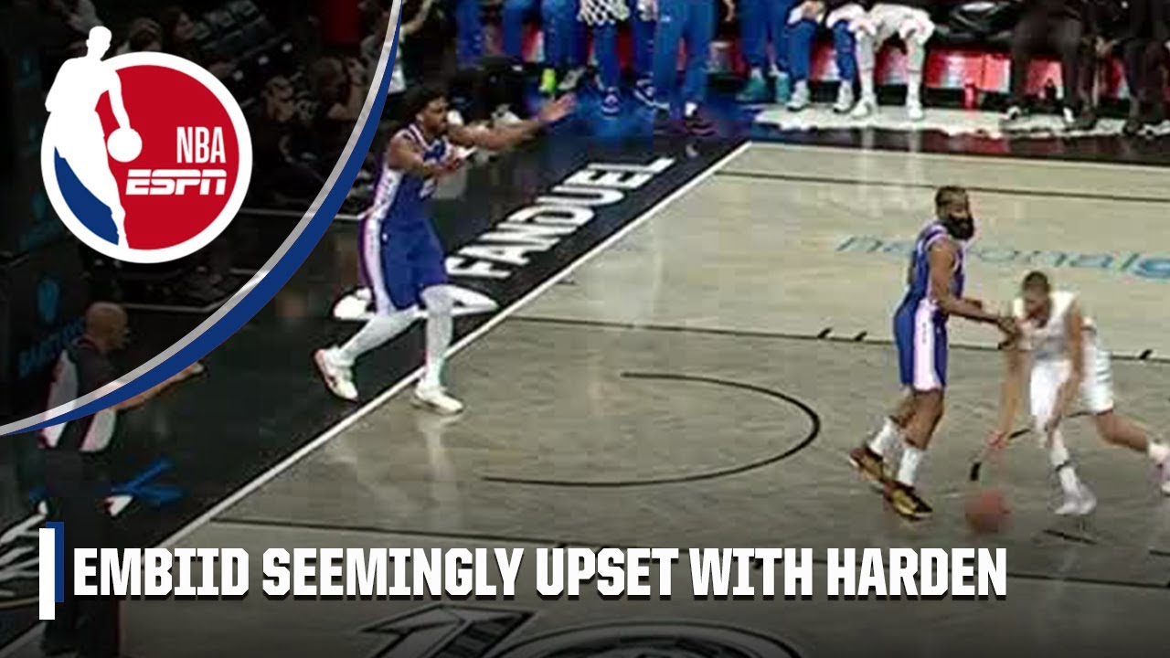 Joel Embiid seemingly upset with James Harden after this inbounds play | NBA on