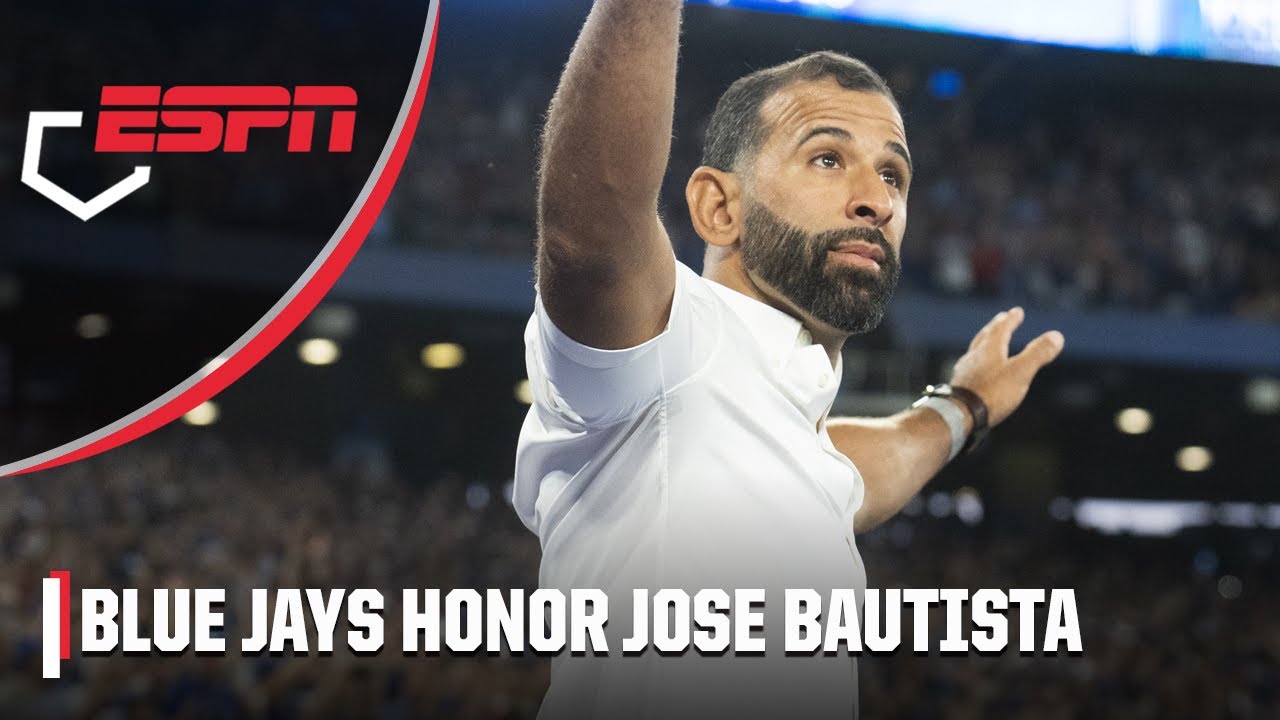 Jose Bautista gets emotional while being honored by Blue Jays | MLB on ESPN
