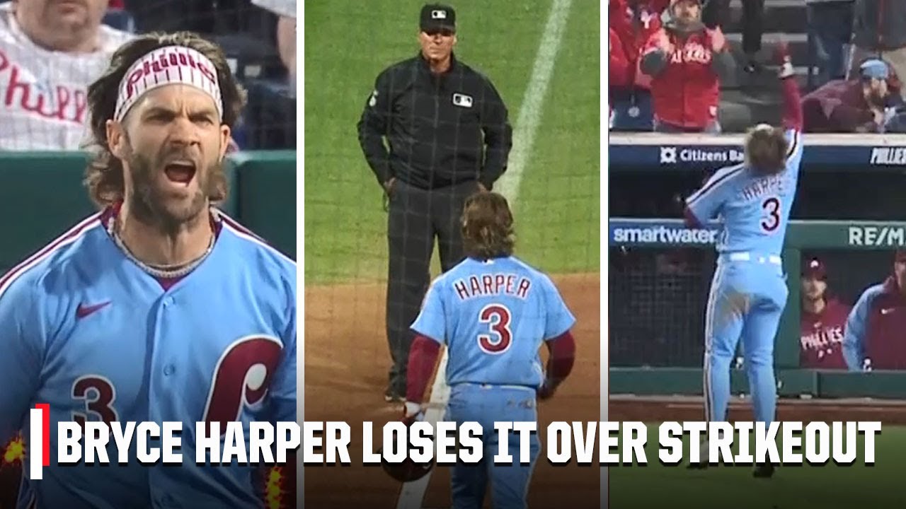 ? Bryce Harper tosses helmet into stands after being ejected | MLB on ESPN