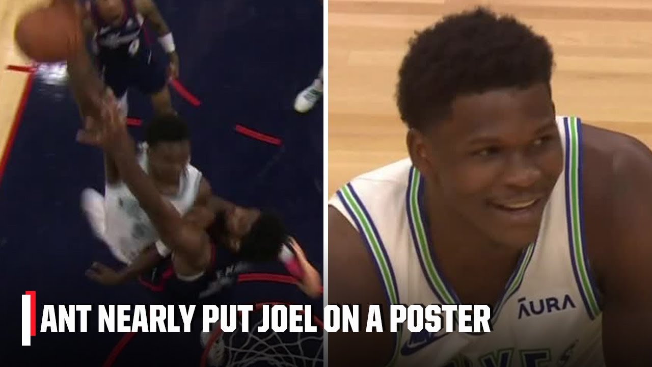 Anthony Edwards nearly put Joel Embiid on a POSTER, given technical | NBA on