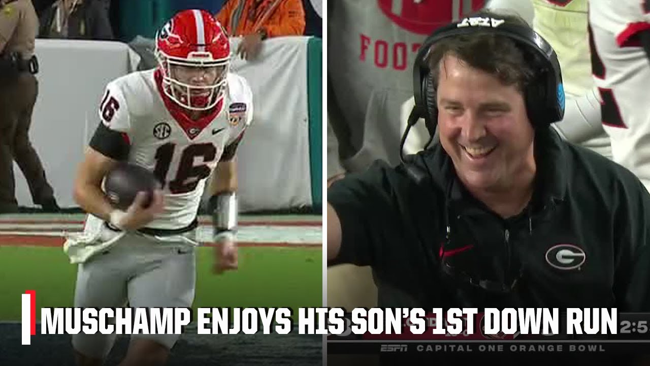 LOOK AT DAD! Will Muschamp celebrates his son’s big run for Georgia | ESPN