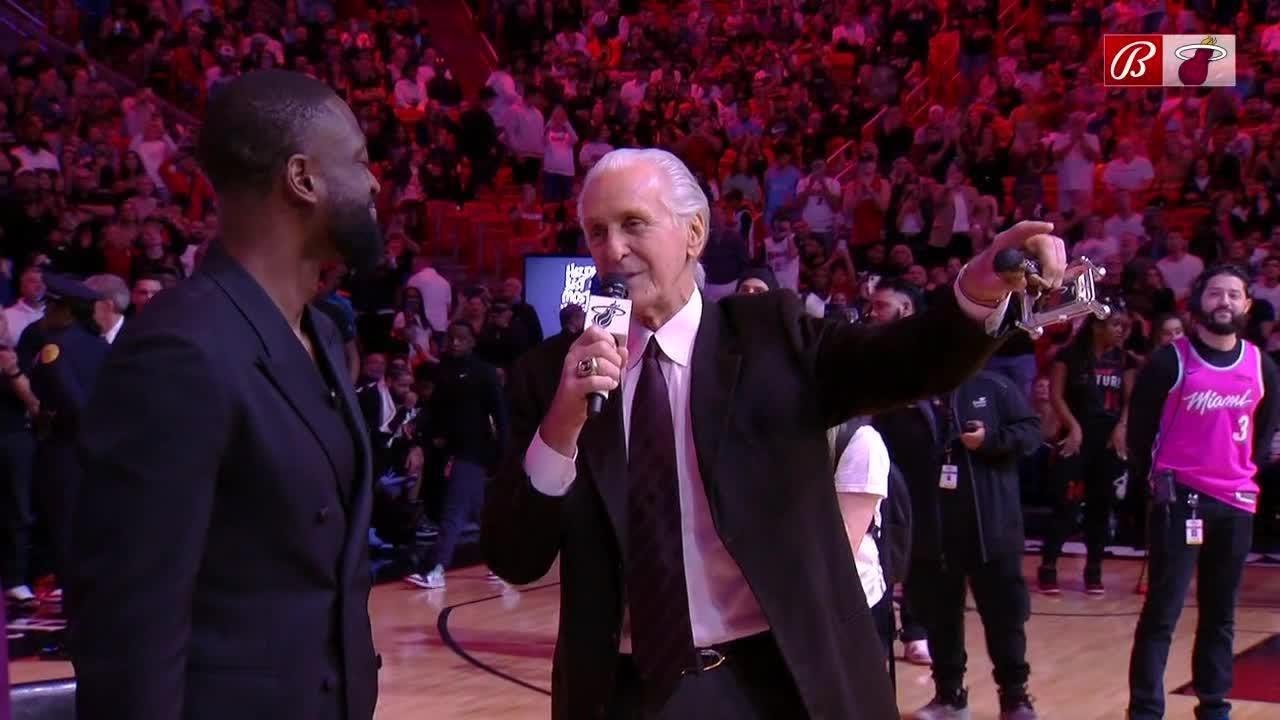 Pat Riley surprises Dwyane Wade with Miami Heat statue announcement | NBA on
