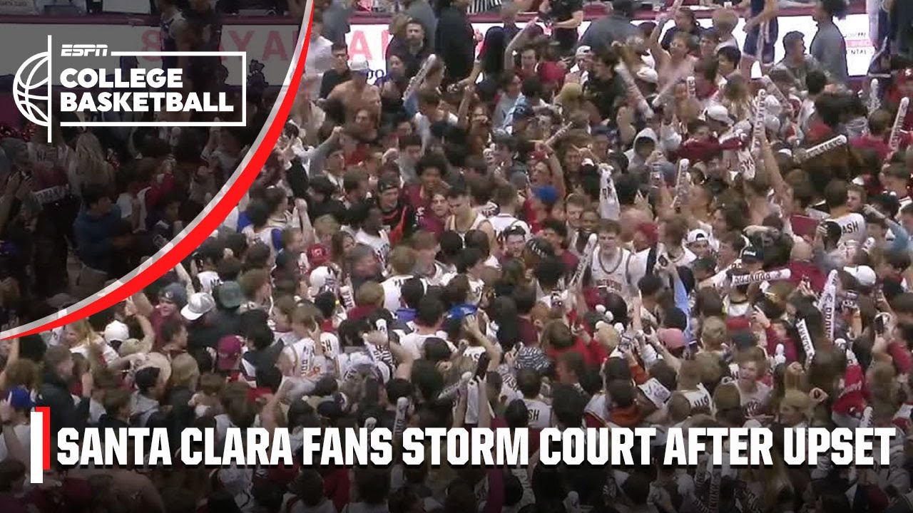 Santa Clara fans STORM THE COURT AFTER UPSETTING NO. 23 GONZAGA | ESPN College