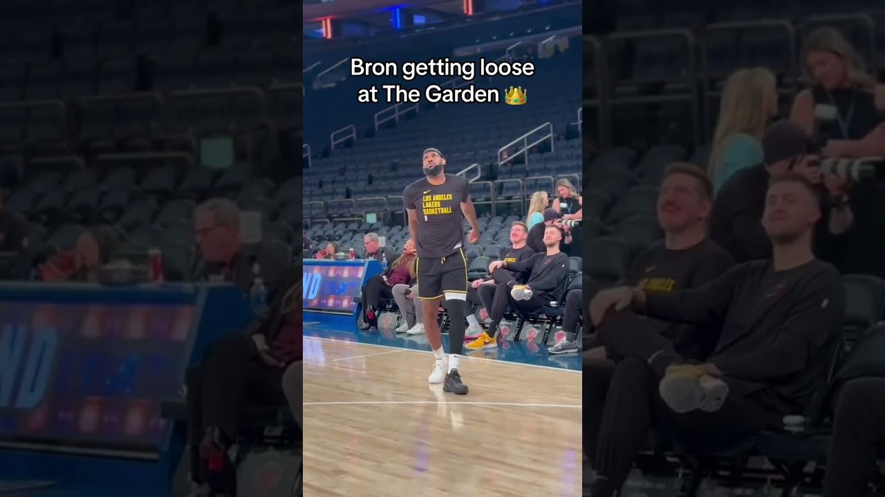 LeBron getting ready at The Garden