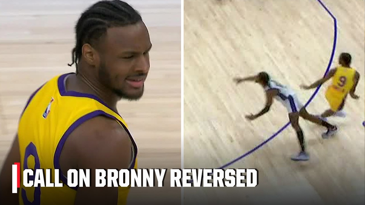 Bronny James displeased with foul call on him, Lakers challenge call is