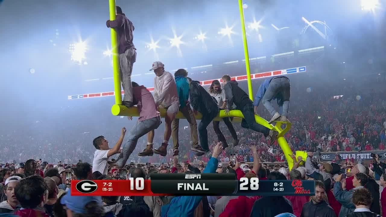 Ole Miss fans rush the field (twice!) after UPSETTING Georgia | ESPN College