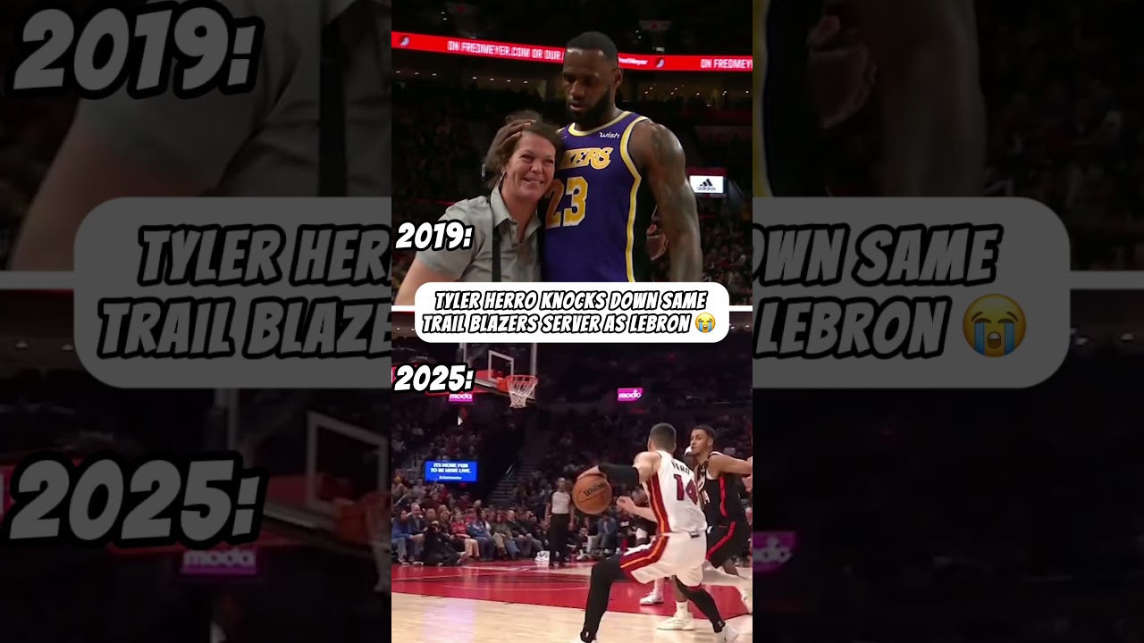 Tyler Herro bumped into the SAME server LeBron did back in 2019 😅