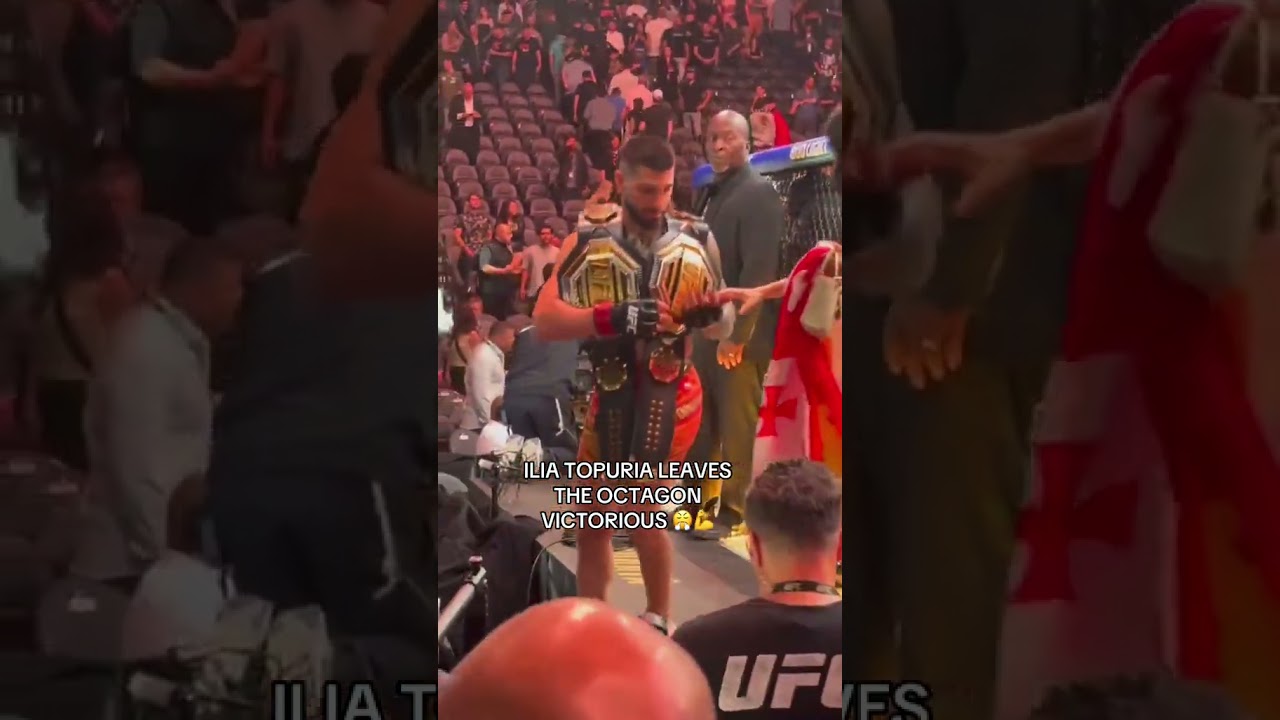 Ilia Topuria taking in the win with his family ❤️ UFC317
