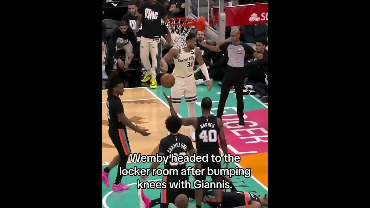 Wemby headed to the locker room after this collision