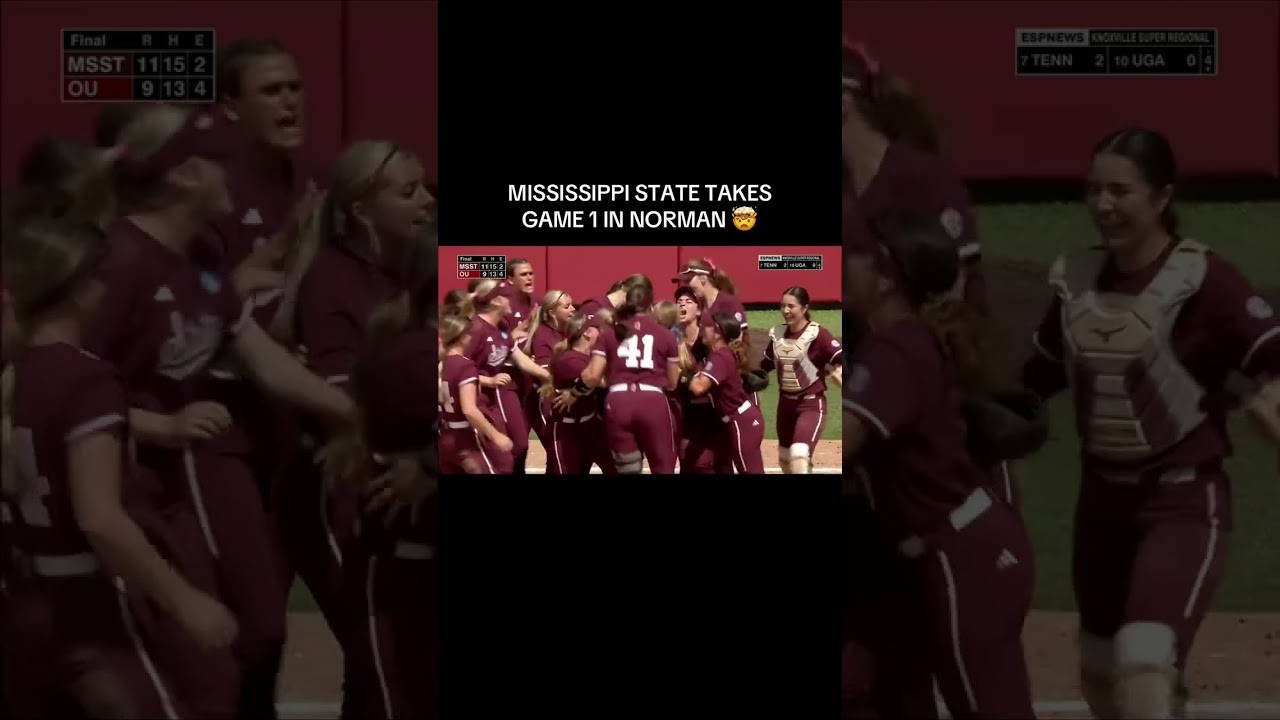 Mississippi State upsets Oklahoma to win its first-ever Super Regional win!